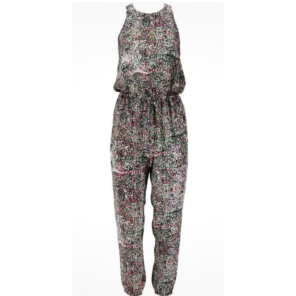 L'AGENCE paisley PRINTED SILK Sleeveless pant JUMPSUIT size M